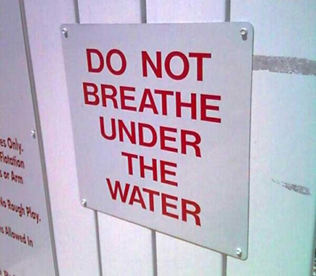 Mandatory sign at all personal injury lawyer's pool parties